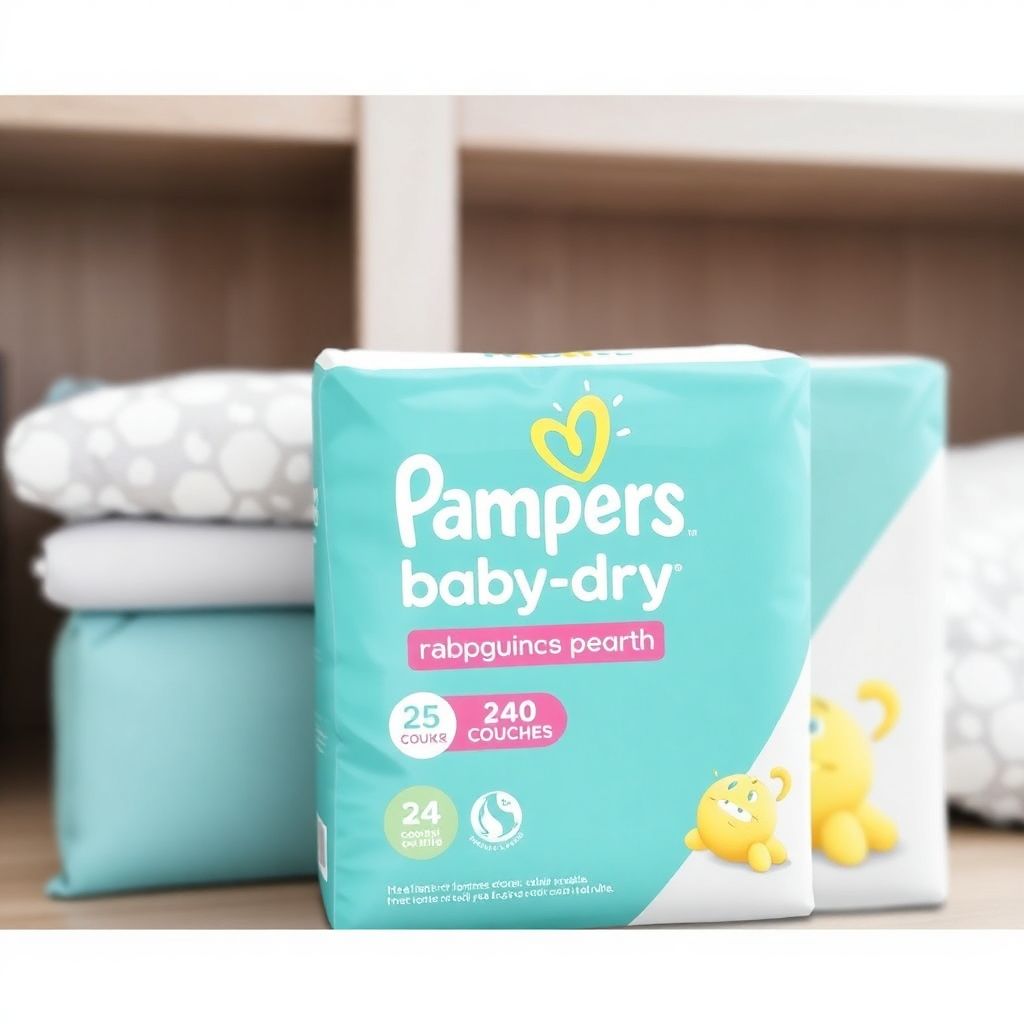 PAMPERS COUCHES BÉBÉ BABY-DRY TAILLE 4, 240 COUCHES (9-14kg)