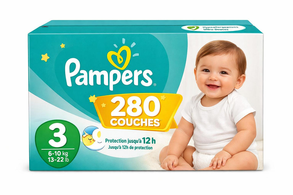 PAMPERS COUCHES BÉBÉ BABY-DRY TAILLE 3, 280 COUCHES (6-10 kg)
